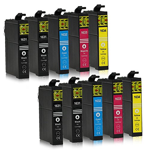10 Druckerpatronen kompatibel zu Epson 16-XL / T1626 / T1636 (4x Schwarz, 2x Cyan, 2x Magenta, 2x Gelb) passend für Epson WorkForce WF-2010 WF-2500 WF-2510 WF-2520 WF-2530 WF-2540 WF-2630 WF-2650 WF-2660 WF-2700 WF-2750 WF-2760