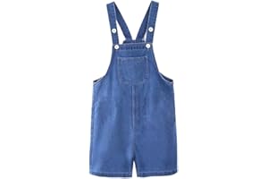 VUNCIO Kids Baggy Denim Dungarees Jumpsuit Shorts for Boys Girls Summer Sleeveless Adjustable Dressy Jeans Teen Girls Boys Loose Comfy Casual Sports Vacation Overalls Age 2-14 Years