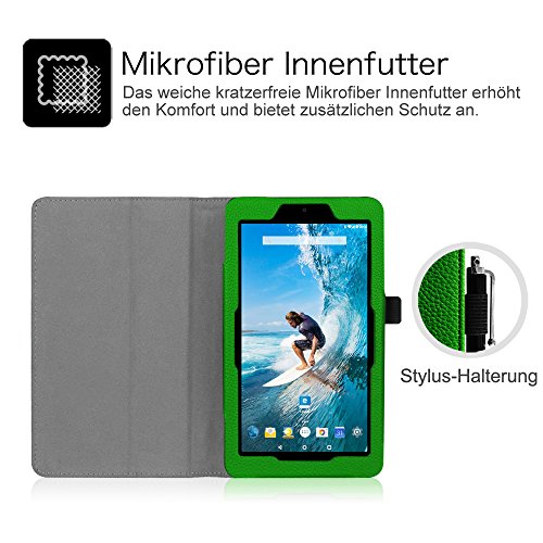 Fintie Odys Vito 7 Hülle Case – Slim Fit Folio Kunstleder Schutzhülle Cover Tasche mit Ständerfunktion und Stylus-Halterung für Odys Vito 17,8 cm (7 Zoll) Tablet-PC, Grün - 6