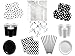 Produktbild Partyset Komplettset schwarz weiß Party Geschirr 91 teilig für 16 Personen Partygeschirr Geburtstag Set schwarz weiß Teller Becher Servietten Party Deko schwarz weiß