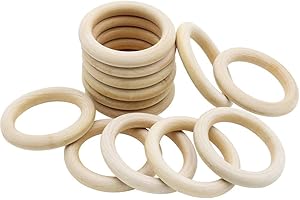 NewZC Lot de 18 Anneaux en Bois Naturel 70 mm Anneaux en Bois Non Fini pour Bijoux Faits à la Main Attrape-rêves Pendentif Connecteurs Ronds en Bois