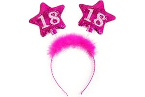PARTYDECO PartyDec OP18- Karton – 18th Birthday Hairband with Feathers and Stars for Girls Roses