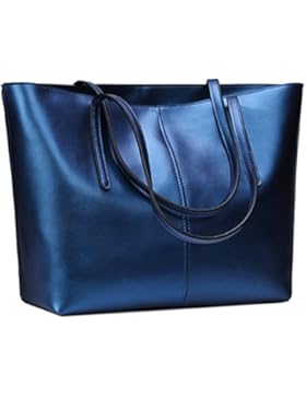 S-ZONE Damen einfach echtes Leder Henkeltasche elegant Handtasche Schultertasche