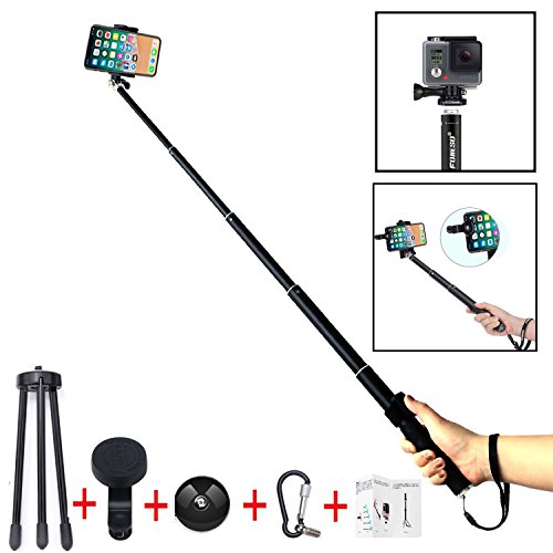 Foneso Bluetooth Selfie Stick mit Fisheye/Fischauge und Stativ fÃ¼r Smartphone/Kamera,Schwarz