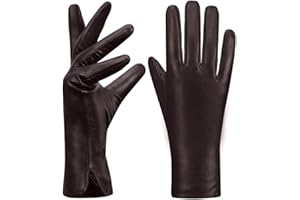 MGGMOKAY Guantes de cuero para mujer Pantalla táctil con forro de cachemira Guantes de conducción de piel de oveja cálidos de invierno