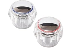 DRHOMEAM 2 Pack Hot And Cold Tap Head Covers Faucet Handle Sink Faucet Knobs Replacement Part for Home Kitchen Bathroom Hardware