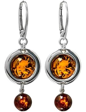 Bernstein Sterling Silber Rund Ohrhänger
