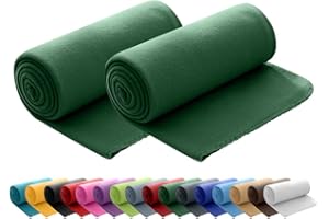 wometo 2er Set Polar Fleecedecke oekoTex 130x160 ca. 400g mit Anti-Pilling und Kettelrand dunkelgrün grün