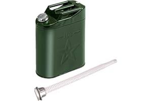 AUBLINTO 10L Bidón Gasolina, Tambor de Aceite a Prueba de Herrumbre Soporte para bidón de Gasolina Depósito Combustible con Tubo de Salida y Tapa de Aluminio Kit Motor Gasolina Diesel para Gasolina, Aceite