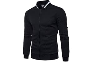 VERAVANT Sweat-Shirt Homme Manches Longues Pull Uni Zippé Bomber Blouson Veste Sport