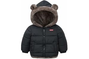 Natashas Baby Kinder Winterjacke Mantel mit Kapuze Jacke Warm Baby Niedlich Plüsch Bärenohren Jungen Mädchen Baumwolljacke