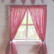 rideaux de cuisine a carreaux rouge et blanc