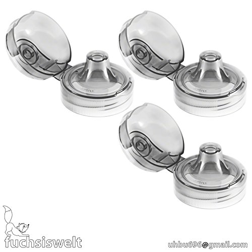 Trinkflasche 3 x 1 L Wasserflasche Tritan BPA frei + 3 x Trinkdeckel Flip Top - 2