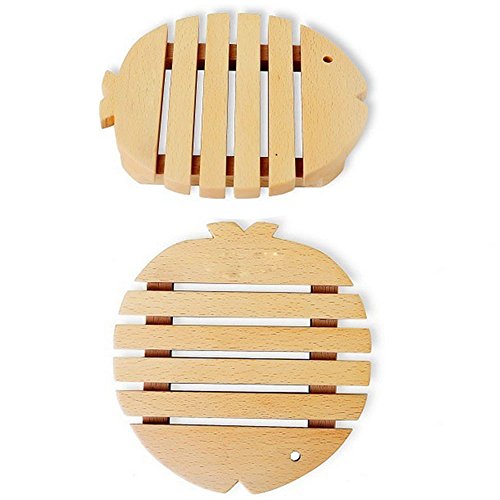 Ecloud Shop® Creative Fish-shaped insulation pad,Wooden cute potholder,Durable pad