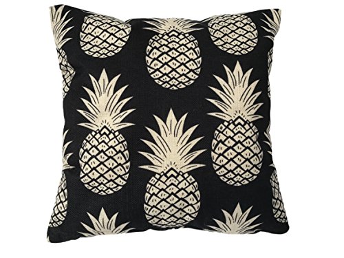 Kissenhülle 40x40 cm Ananas Pineapple Kissenbezug Hülle (Schwarz)