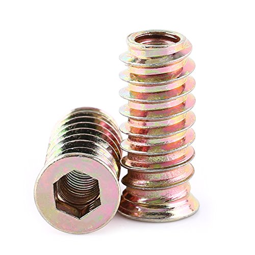 Preisvergleich Produktbild 20 Stück Gewindebuchse Einschrauben Einschlagmutter Innensechskant Verzinktes Carbon Stahl M6 M8 M10 Vollgewinde(M6*25mm)