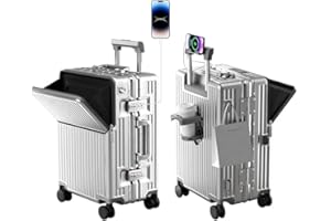 AIWEINY Suitcase Carry-on Luggage Spring-Summer Travel Airline Approved with TSA Lock, 360° Wheel, PC Hard Shell and Aluminum Frame Pressure-Resistant, Suitable for 20'' 24'' 26'' (Silver, 20‘’)