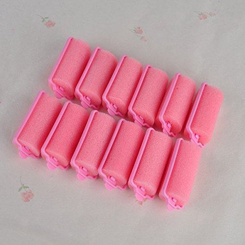 12pcs Light Pink Hair Styling Soft Foam Sponge Rollers Curlers Hairdressing Tool