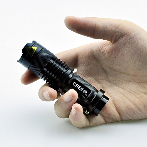 Pocketman 7W 300LM SK68 3 Modi Mini Cree Q5 LED Taschenlampen-Fackel-taktische Lampe justierbarer Fokus Zoomable Licht (Schwarzes) - 2