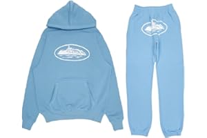 Edumov Corteiz Jogginganzug Streetwear Tracksuit für Herren | Buchstaben Drucklose Hoodies und Jogginghosen Y2K Männer | Hip Hop Hose Trainingsanzüge Pullover Lässig Oberteile und Sporthosen