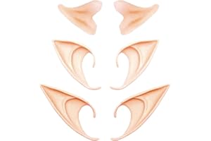 Qianfeng 3 Paar Elfenohren,Elfen Ohren,Cosplay Elf Ears,Pods Bar Damen,Elfbar Erwachsene Feen,Feenohren Halloween-Paare Headpiece Kinder,Weiche Zubehör