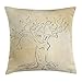 Produktbild Nature Throw Pillow Cushion Cover, Sketchy Trees Leaves Roots Body Fairytale Magical Forest Art Print, Decorative Square Accent Pillow Case, Cream and Fern Green