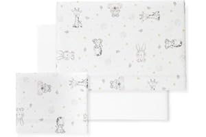 MIBEBESTORE Bebe Juego De Sábanas Franela Conjunto 3 Pcs Cuna 60X120 100% Algodón Koala Blanco/Rosa - Hecho en España