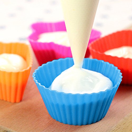 42 Stück Silikon Cupcake Baking Cups, SENHAI Non-Stick Hitzebeständige Kuchen Formen Eis Würfel Formen für die Herstellung von Muffin Schokolade Brot – 6 Formen - 7