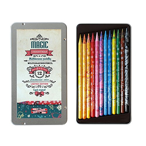 12 Stück Vollminen Farbstifte Künstler Mehrfarbstifte Metallbox Set "Magic Christmas Set" von KOH-I-NOOR Geschenkset