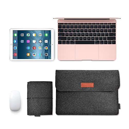 dodocool 12 Zoll Macbook Retina Laptop-Tasche  Filz Sleeve H  lle Laptop Sleeve Case f  r Samsung Galaxy TabPro S   9 7 Zoll iPad Pro  dunkel grau 