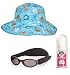 BabyBanz Beach pack, Babybanz Black sunglasses, Aqua UV Bucket Hat, Sun Sense SPF50+ sunscreen 0 - 2 years