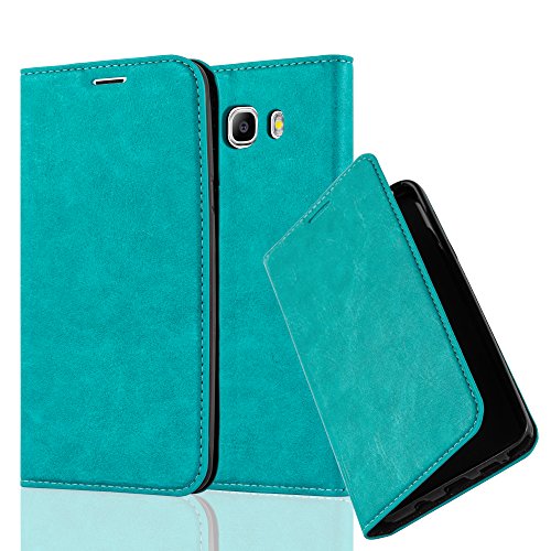 Cadorabo Funda Libro para Samsung Galaxy J7 2016 en Turquesa Petrol - Cubierta Proteccíon con Cierre Magnético, Tarjetero y Función de Suporte - Etui Case Cover Carcasa