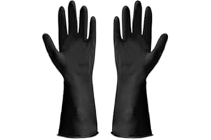 DISCOBALL 6 Stück (3 Paar) dicke Gummihandschuhe, rutschfest, federnd, wiederverwendbare Reinigungshandschuhe, ohne stechenden Geruch, Länge 31 cm (schwarz, groß)