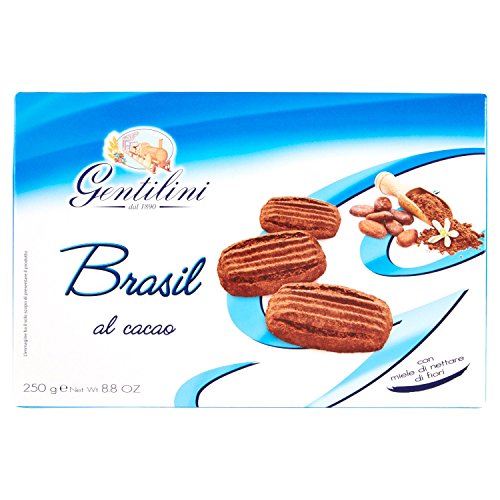 Gentilini Brasil - Biscotti al Cacao con Miele di Nettare di Fiori, 5 x 250 gr