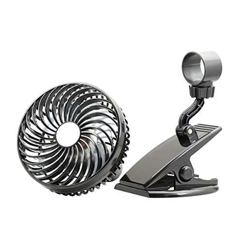 Qumox Tragbare Mini-Ventilator Clip 3,5-Zoll-USB-3 Speed Lüfter schwarz Für Laptop Tisch Workout Baby Kinderwagen Auto Camping Home Office - 4