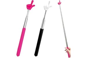 ZOLVENTIQ 2Pcs Telescopic Teacher Pointer, Extendable Pointers Stick, Retractable Finger Pointer Stick,Mini Classroom Pointers for Lecture Office Elementary School Kindergarten Teacher (Pink+Black)
