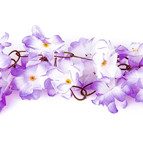 SODIAL(R) 2x Kuenstliche Azalee Girlande Blume Rebe Hochzeits Garten Dekoration lila - 6