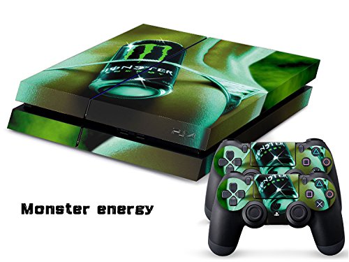 Preisvergleich Produktbild Playstation 4 + 2 Controller Aufkleber Schutzfolie Set - Monster Energy