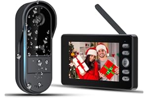 WINNES Winns 4.3" Video Doorbell Camera with Monitor 2-way Audio,Two-way Wake-up, Night Vision, IP68 Waterproof, Smart Video Door Phone Walkie-talkie with Screen 1080P HD 170°Wide Angle,No Subscription