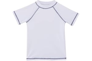 LACOFIA TIZAX Dziecięca koszulka z krótkim rękawem, UV dla chłopców, szybkoschnąca, A-biały, 9-10 Lata