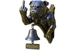 MOUNTEPS Türklingel mit lustigem Bulldoggen-Design, rustikale Gusseisen-Türklingel, lustiger Türring zum Aufhängen