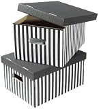Contenido: 1 x COMPACTOR Lote de 2 cajas de almacenaje de cartón ondulado, Con asas, Apilables, Negro, 40 x 31 x Al. 21 cm, RAN613