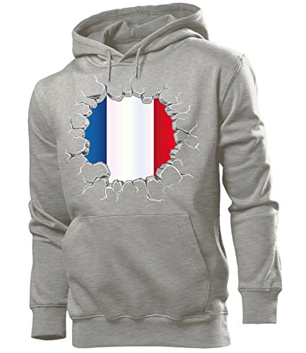 FUSSBALL – FANARTIKEL – Frankreich 5704 Herren Hoodie (HKP-GRAU) Gr. M