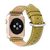 Amoyl für Apple Armbanduhr Lederband2 Hermes,  42 mm/38 mm Lederband für iWatch Zubehör Band (braun/schwarz/grün/khaki/blau), lichtgrün, 38 mm