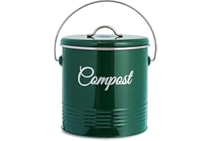 Innoteck Essentials Seau à compost – Seau à compost de cuisine de 3 litres – Filtres à charbon et couvercle pour le recyclage des déchets alimentaires biologiques en intérieur - Vert