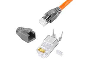 SATSHOP-FT Connecteur RJ45 Fiche Cat 7 Embout Ethernet POE RJ45 Câble Connecteur Ethernet à Serti CAT7 CAT6a CAT6 AWG23 avec décharge de traction protection anti-pliage passe-fil Lot de 10 Gris