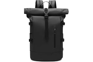 GYakeog Rolltop Backpack Waterproof for Men and Women 33L Large Bicycle Backpack 15.6 Inch Laptop Backpack Lightweight Perfect for Work School Travel and Outdoor Activities Black, black, L, Casual