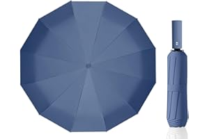 Maibar Men Umbrella Windproof Strong, 24 Ribs Waterproof Umbrella, Folding Travel Umbrellas, Wind proof Parasols for Men and Women (Deep Blue)