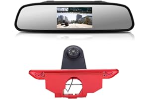 KALAKASS 4.3" Pouces HD Couleur Rétroviseur Moniteur + HD Vision Nocturne IR Feu de Freinage Caméra de recul pour Peugeot Expert 2007-2016/Fiat Scudo 2007-2016/Citroen Jumpy 2007-2016