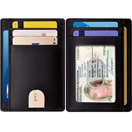 Preisvergleich Produktbild Rfid Geldbeutel Damen Herren, Mini Visitenkarten Kreditkarten Etuis Kreditkartenhülle Abgeschirmt Klein Geldbörse Portemonnaie Kreditkartenetui Kartenetui Leder Rfid Nfc Schutz